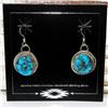 Image 2 : Navajo Kingman Dangle Drop Earrings Sterling Silver D. Morris