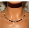 Image 2 : Navajo Pearls Necklace Sterling Silver 6mm Beads Necklace 18"L Choker