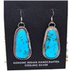 Image 1 : Navajo Kingman Turquoise Dangle Earrings Sterling Silver L Hurley