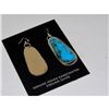Image 2 : Navajo Kingman Turquoise Dangle Earrings Sterling Silver L Hurley