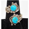 Image 5 : Navajo Kingman Turquoise Adjustable Bypass Ring Sz8 Sterling Silver