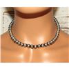 Image 1 : Navajo Pearls Necklace 6mm Sterling Silver Beads Choker Necklace 16"L