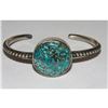 Image 2 : Navajo Spiderweb Kingman Turquoise Stacker Cuff Bracelet Sterling Chimney Butte