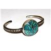 Image 3 : Navajo Spiderweb Kingman Turquoise Stacker Cuff Bracelet Sterling Chimney Butte