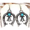 Image 1 : Navajo Sterling Turquoise Naja Earrings Kevin Billah Native American