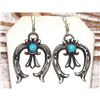 Image 2 : Navajo Sterling Turquoise Naja Earrings Kevin Billah Native American