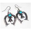 Image 4 : Navajo Sterling Turquoise Naja Earrings Kevin Billah Native American