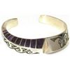 Image 1 : NAVAJO LONN PARKER Cuff Bracelet Sterling Silver Sugilite Signed Native American