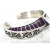 Image 2 : NAVAJO LONN PARKER Cuff Bracelet Sterling Silver Sugilite Signed Native American