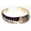 Image 4 : NAVAJO LONN PARKER Cuff Bracelet Sterling Silver Sugilite Signed Native American