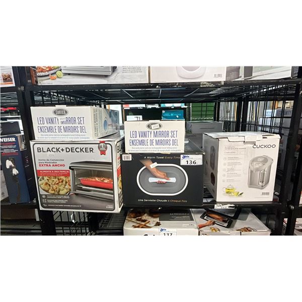 HOT WATER DISPENSER, TOWEL WARMER, COUNTERTOP CONVECTION OVEN & (2) PERCUSSION MASSAGERS