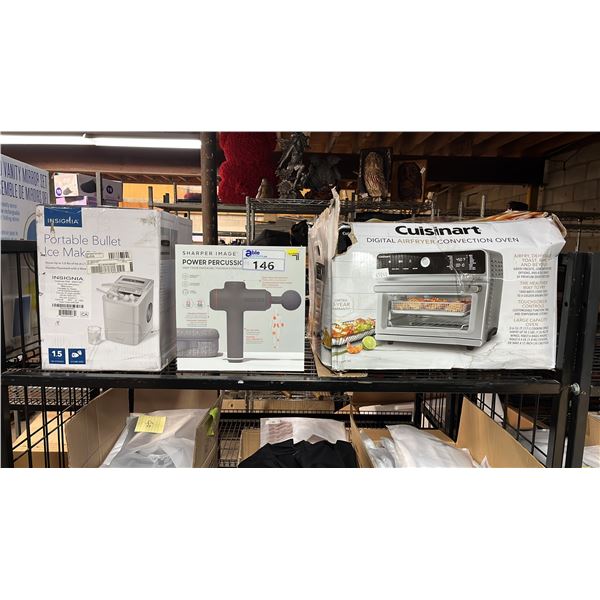 PORTABLE BULLET ICE MAKER, 10L AIR FRYER OVEN & PERCUSSION MASSAGER - *WORKING CONDITION UNKNOWN/