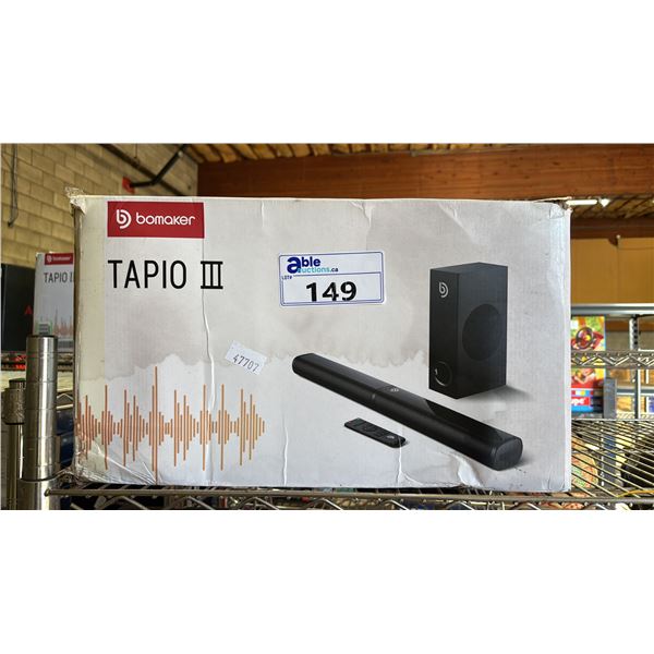 BOMAKER TAPIO III 2.1 CHANNEL SOUNDBAR SYSTEM - *BOX HAS WATER DAMAGE*