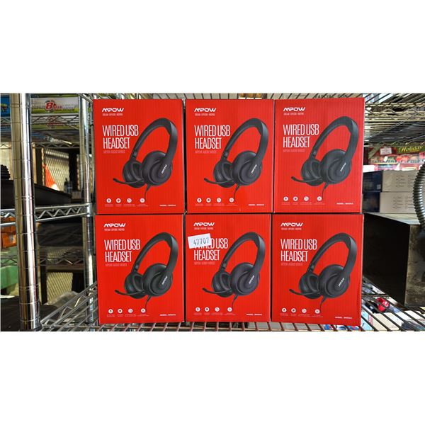 (6) MPOW WIRED USB HEADSETS