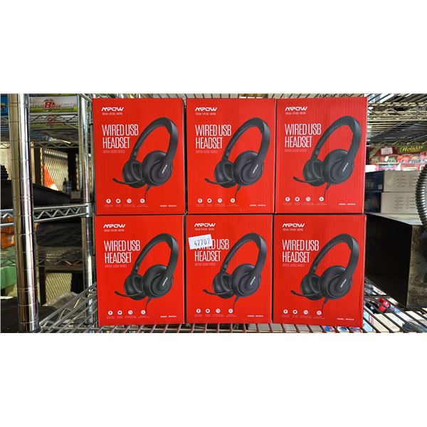 (6) MPOW WIRED USB HEADSETS
