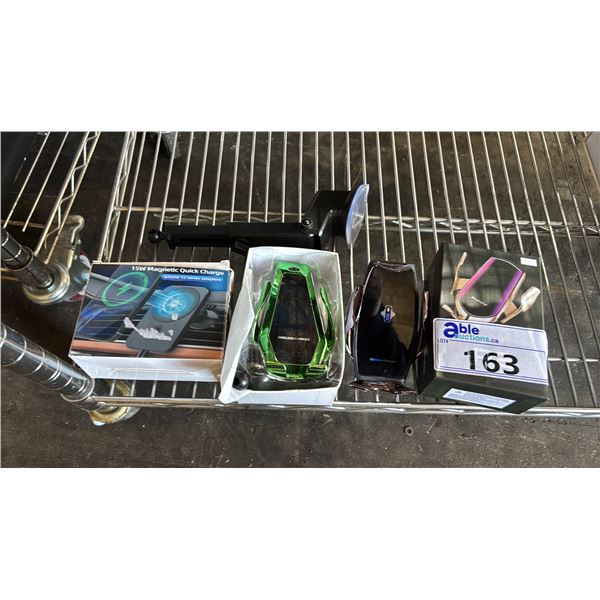 CAR PHONE MOUNT, 1 MAGNETIC PHONE CHARGER & 3 WIRELESS PHONE CHARGERS