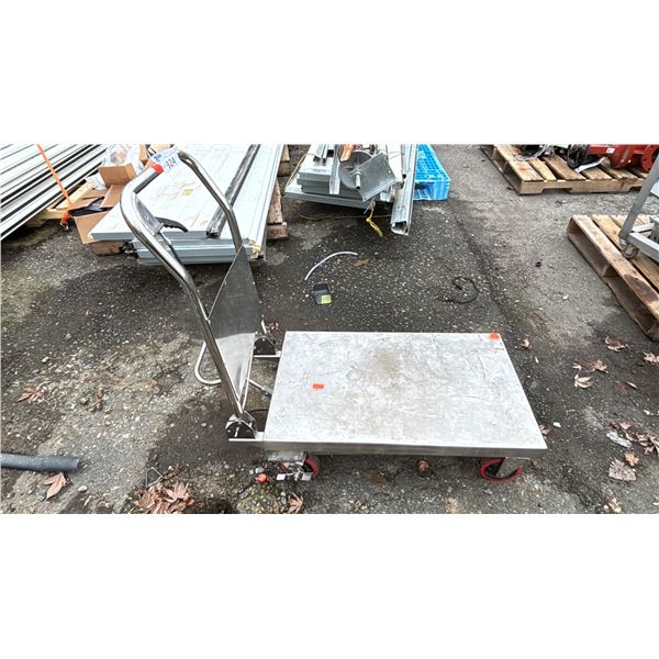 STAINLESS STEEL HYDRAULIC LIFT PUSH CART *TESTED WORKING*