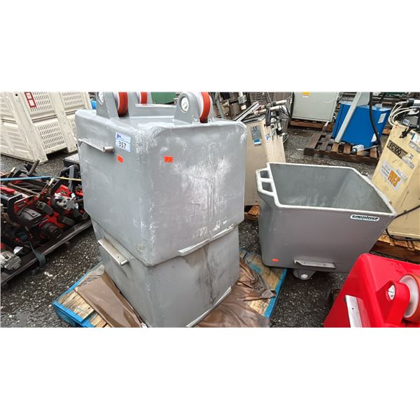 3 INDUSTRIAL ROLLING BINS