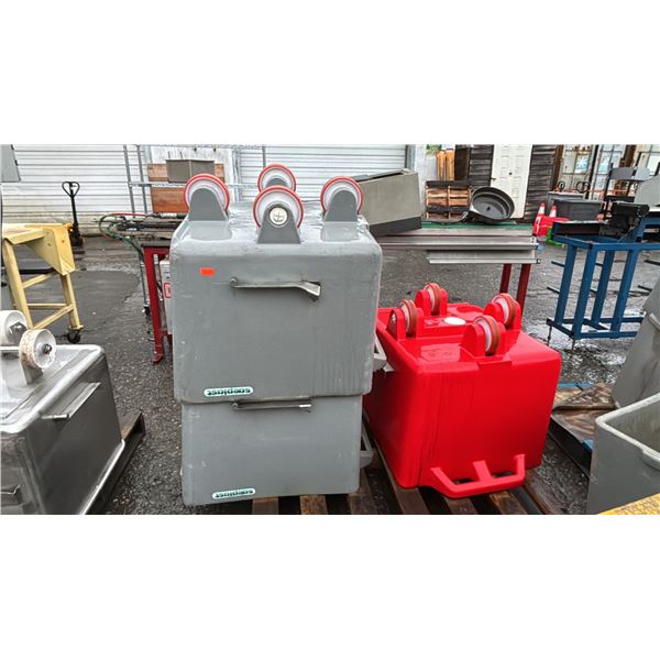 3 INDUSTRIAL ROLLING BINS