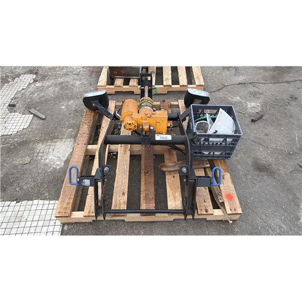 MEYER E-58H POWER UNIT WITH LIGHTS & CRATE OF ASSORTED ITEMS