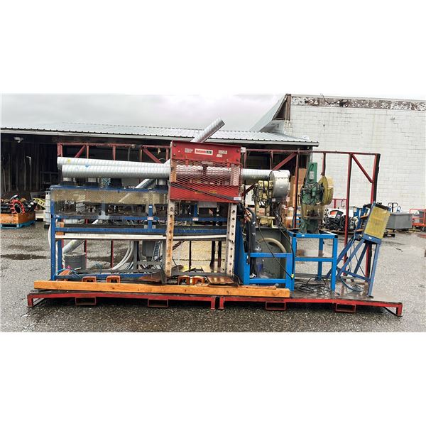 PALLET OF ASSORTED ITEMS INCLUDING; INDUSTRIAL WINDOW/DOOR PUNCH MACHINE, PRESS RITE PRESSING