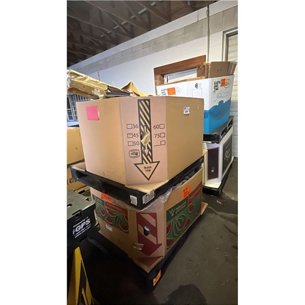 PALLET OF MISMATCHED SHOES & PALLET OF ASSORTED ITEMS INCLUDING; UNDERWEAR, FLOORING & MORE