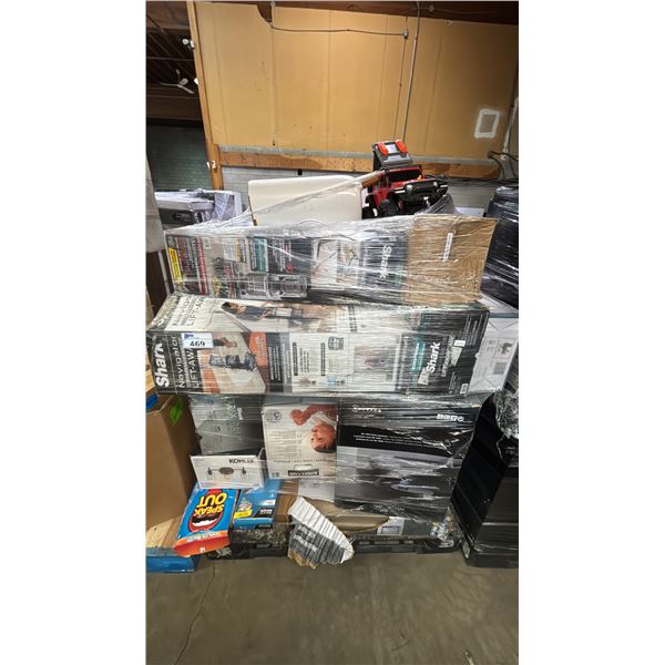 PALLET OF ASSORTED ITEMS INCLUDING; VACUUMS, LIGHTING, DIAPERS & MORE
