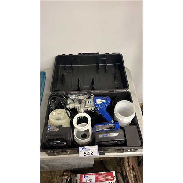 GRACO XFORCE HD HEAVY DUTY CORDLESS AIRLESS SPRAYER WITH BATTERY, CHARGER, ATTACHMENTS & HARD CASE