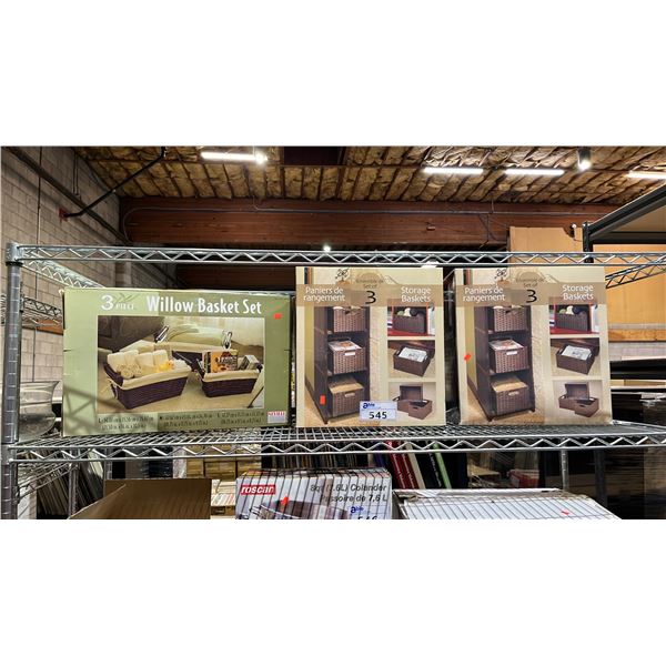 SHELF OF ASSORTED STORAGE BASKET SETS