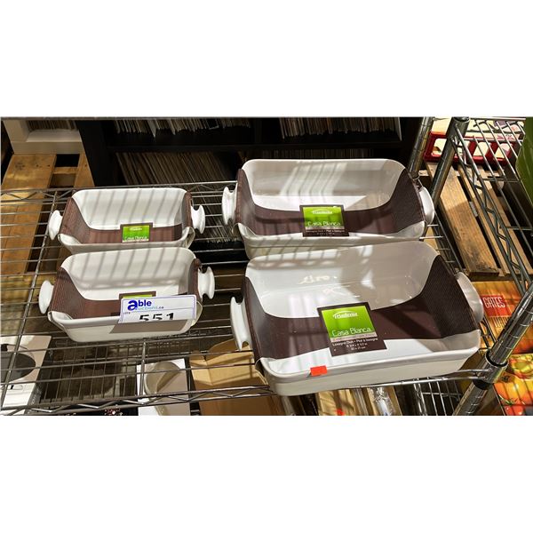 (2) *NEW* TRUDEAU LASA BLANCA LASAGNA DISHES & (2) *NEW* TRUDEAU LASA BLANCE RECTANGULAR DISHES