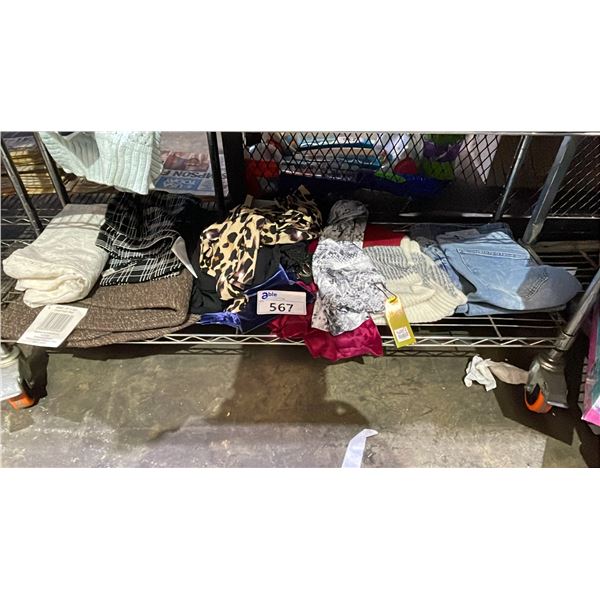 SHELF OF ASSORTED CLOTHING