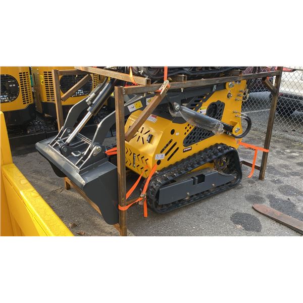 SDLANCH SDLL60 YELLOW GAS POWERED MINI STAND ON SKID STEER WITH 7" RUBBER TRACKS & TOOLBOX