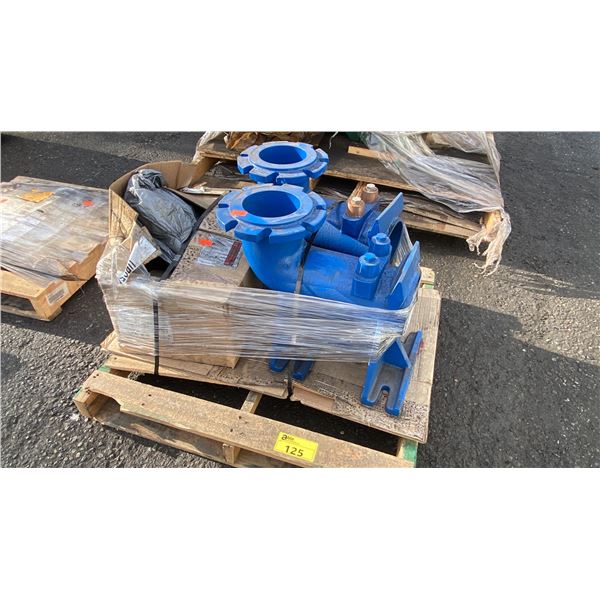 PALLET OF 2- INDUSTRIAL GUIDE ELBOWS & 2- GUIDE ADAPTERS