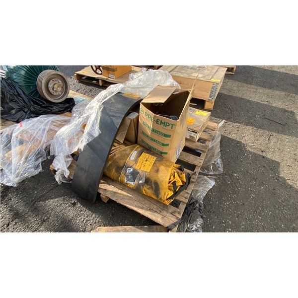 PALLET OF DUST SEAL, PIPE CLAMPS, CLEVIS HANGERS, SPILL CONTAINMENT MATERIAL & MORE