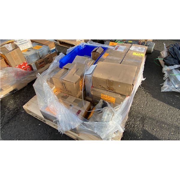 PALLET OF DISPENSERS, TRAVEL RAIL KICK PLATES, ELECTRIC BUSHING ASSEMBLY, VFD REPAIR, PIVOT