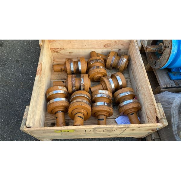 WOODEN CRATE OF HEAVY DUTY TOP CARRIER ROLLERS