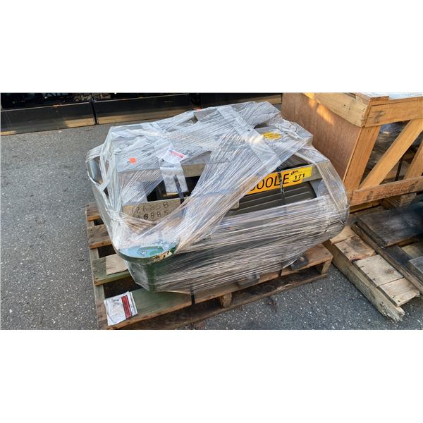 2 LARGE INDUSTRIAL PUMPS WITH MOUNTING BRACKETS ON WOODEN PALLET