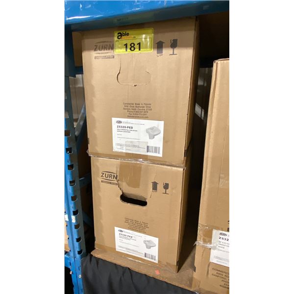 2 ZURN Z5320-PED WALL-HUNG COMMERCIAL LAVATORY SINKS WITH HALF PEDESTALS