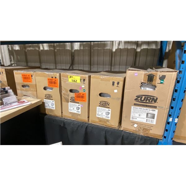 5 ZURN TOILET TANKS 4-Z5535-TNK-INVL-K & 1-Z5562-TNK-PA-RH-VL