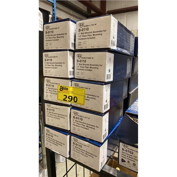 10- T&S B-0110, 6" WALL BRACKET ASSEMBLY FOR 1/2" RISER PIPE *MOUNTING HARDWARE INCLUDED*