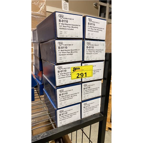 10- T&S B-0110, 6" WALL BRACKET ASSEMBLY FOR 1/2" RISER PIPE *MOUNTING HARDWARE INCLUDED*