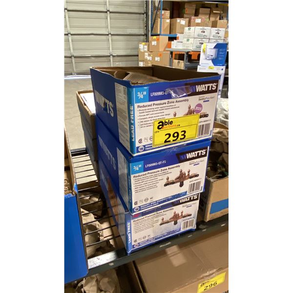 3 WATTS LF009M3-QT-FS 3/4" REDUCED PRESSURE ZONE ASSEMBLY & 3 WATTS LFMM432-1 MIXING VALVES