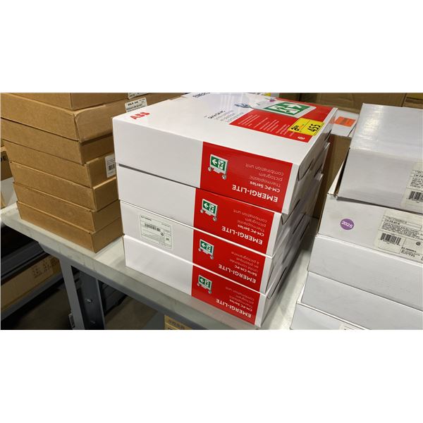 4- ABB EMERGI-LITE CM-PC COMMERCIAL THERMOPLASTIC PICTOGRAM EMERGENCY EXIT COMBO UNITS