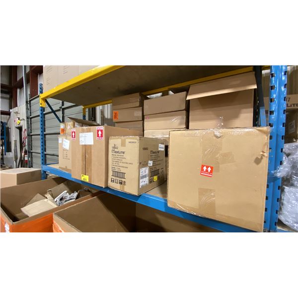 SHELF OF ASSORTED COMMERCIAL CONSTRUCTION LED AND RESIDENTIAL LIGHTING