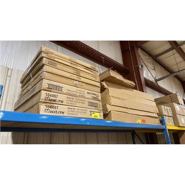 STACK OF ASSORTED MAXLITE FLAT MAX LED FLAT PANEL LIGHTING