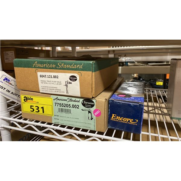 AMERICAN STANDARD MANUAL TOILET FLUSH VALVE, AMERICAN STANDARD CHROME FAUCET & ENCORE POWER PULSE