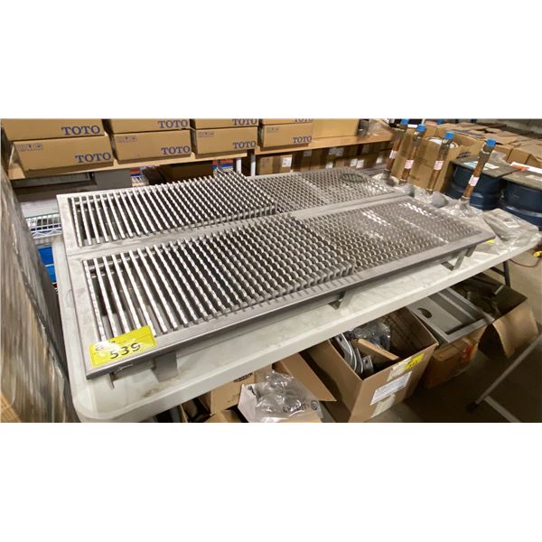 PAIR OF COMMERCIAL FLOOR TROUGHS WITH STAINLESS STEEL GRATING APPROX 48" X 14" X 5"H