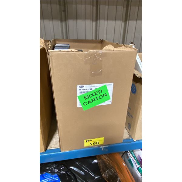 BOX OF ASSORTED HEAVY DUTY COMMERCIAL PLUMBING SUPPLIES