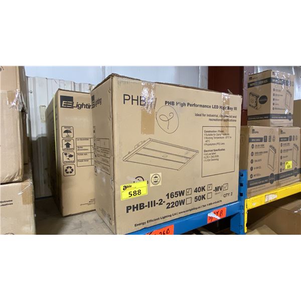 4 BOXES OF 2 EE LIGHTING PHB HIGH PERFORMANCE LED HIGH BAY LIGHTS