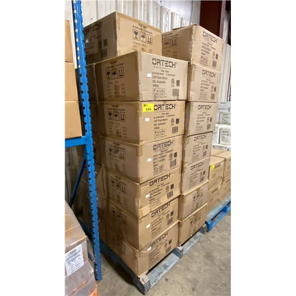 PALLET OF 27 BOXES OF 20 ORTECH 2225S-3KWH COMMERCIAL LED FLUSH MOUNT LIGHTING
